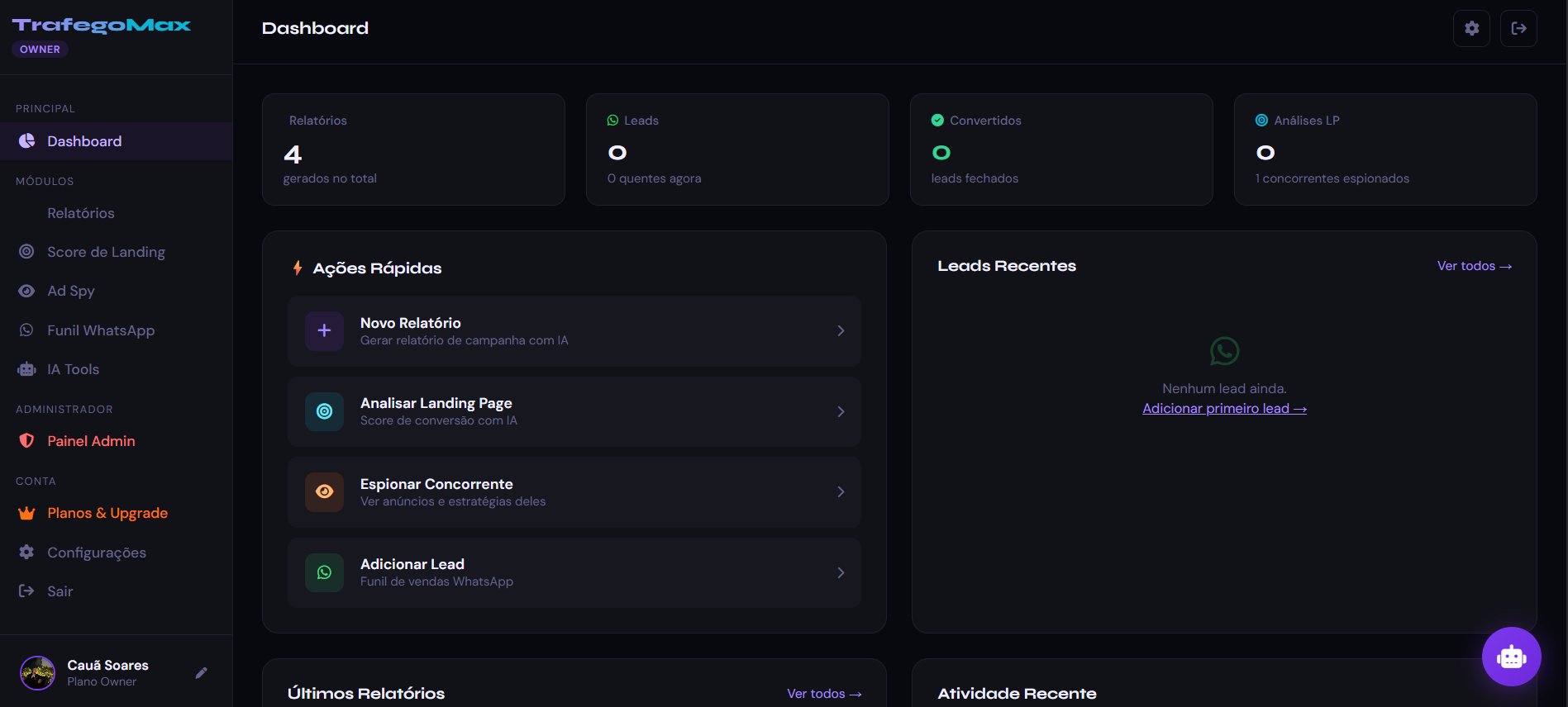 Dashboard TrafegoMax